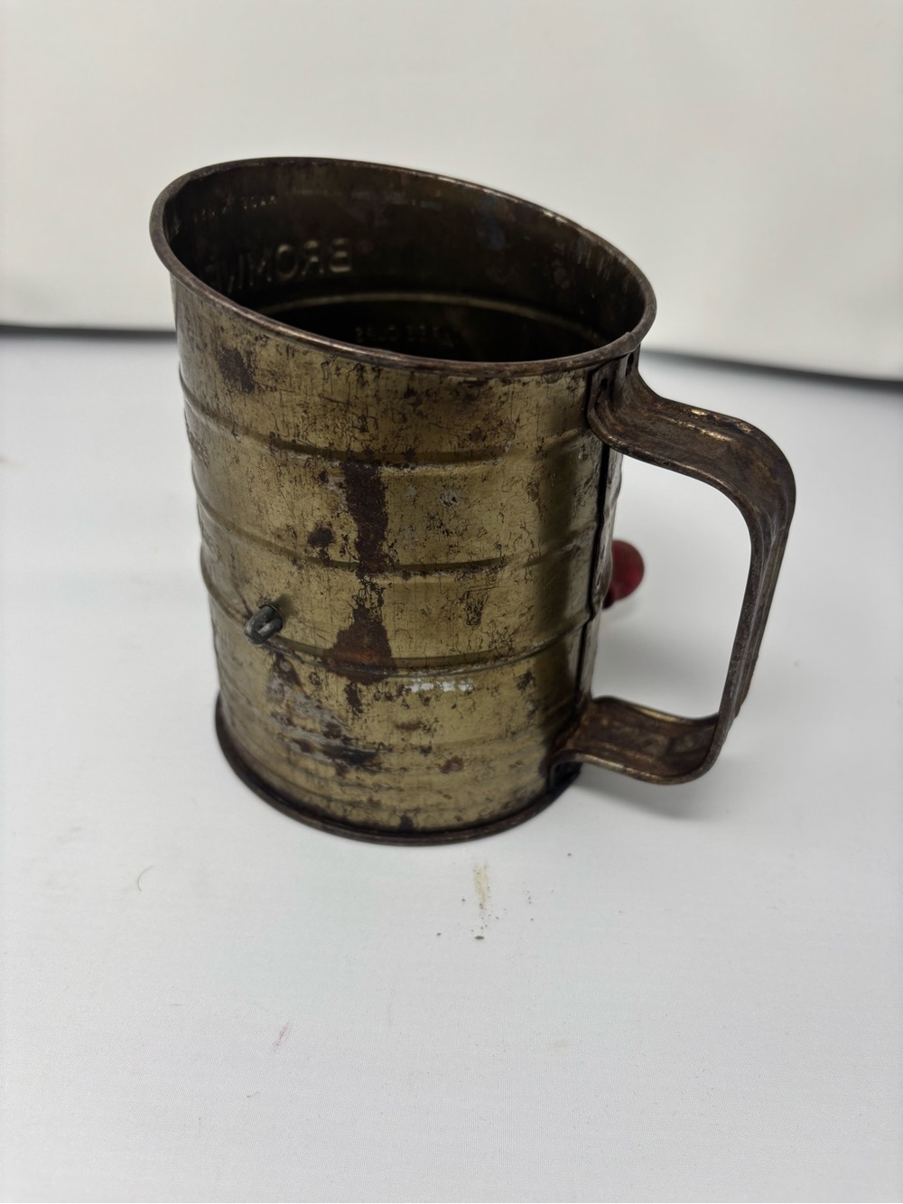 Vintage Metal Flour Sifter - Brass Tone bromwells